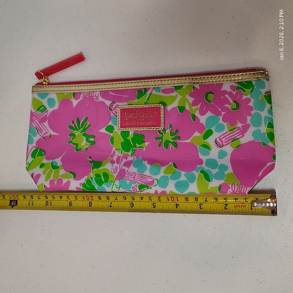 Lilly Pulitzer for Estee Lauder Cosmetic Makeup Bag Waterproof Pink Floral PVC - Picture 2 of 4